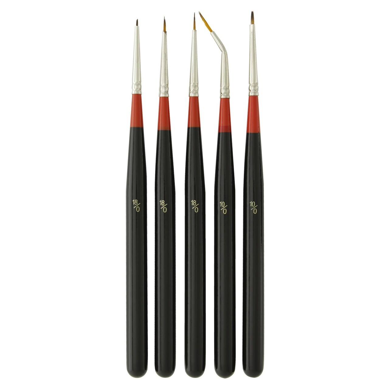 5 Piece Miniature Tight Spot Micro Fine Detail Art & Beauty Taklon Brush Set with Wood Handles